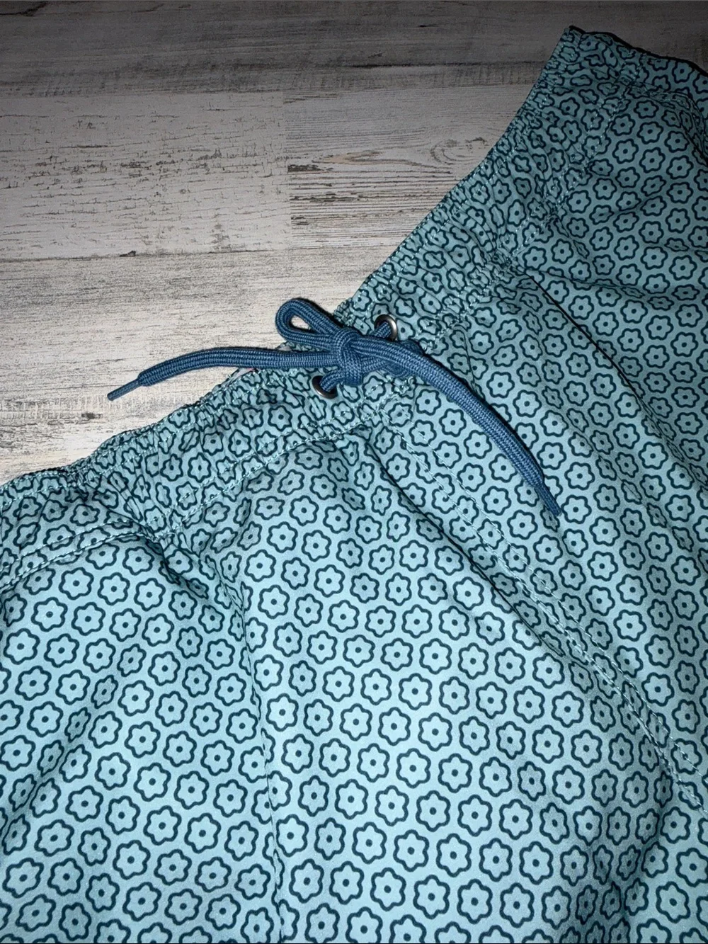 J. Crew Men's Teal Geometric Swim Trunks